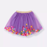 Saia Tule Pompom Lilás - Minibossa
